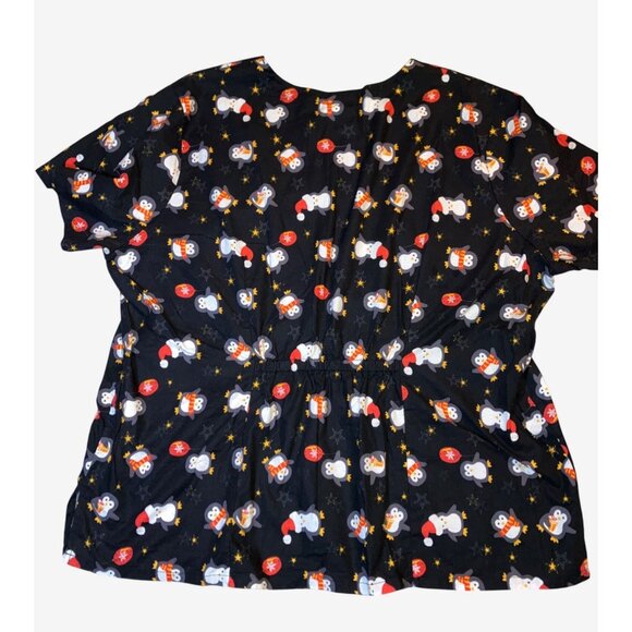 Sanibel Scrubs 2X Christmas Penguin Print Top - Picture 8 of 9